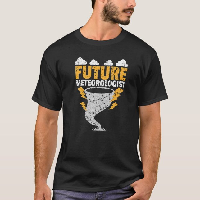 Framtida meteorololog Sol Rain Storms Grunge T Shirt (Framsida)