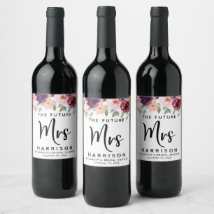 Framtida Möhippa av Burgundy-Blommigten Vinflaska Etikett