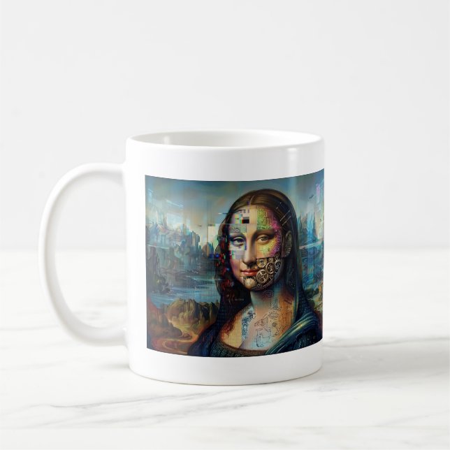 Framtida Mona Lisa AI-konst Mugg (Vänster)