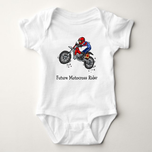 Framtida Motocross Rider Baby Bodykostdräkt T Shirt (Framsida)