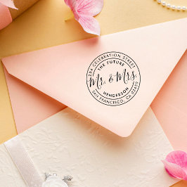 Framtida Mr & Mrs. Custom Name & Round Returadress Stämpel