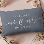 Framtida Mr och Mrs Elegant skriker Dusty Blue Lumbarkudde<br><div class="desc">Gratulera till kärlek med den här chicen och romantiska dekorativ kudde med er framtida Mr & Mrs. namn i vintage med kalligrafi. Välj din egen bakgrund färg under Redigera ytterligare. Det skulle ge perfekten en möhippa, förlovning eller Alla hjärtans dag. De dammiga blåa och elfenbensfärgerna kommer att se underbara ut...</div>