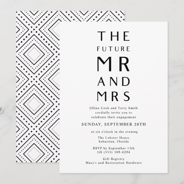 Framtida Mr. och Mrs. Förlovningsfest Inbjudningar (Fram/baksida)