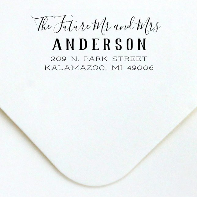 Framtida Mr. och Mrs. Script Bröllop Returadress Självfärgande Stämpel (Skapare uppladdad)