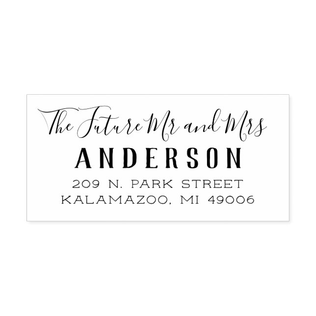 Framtida Mr. och Mrs. Script Bröllop Returadress Stämpel (Tryck)