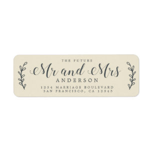 Framtida Mr. Script Antique White Returadress Etikett
