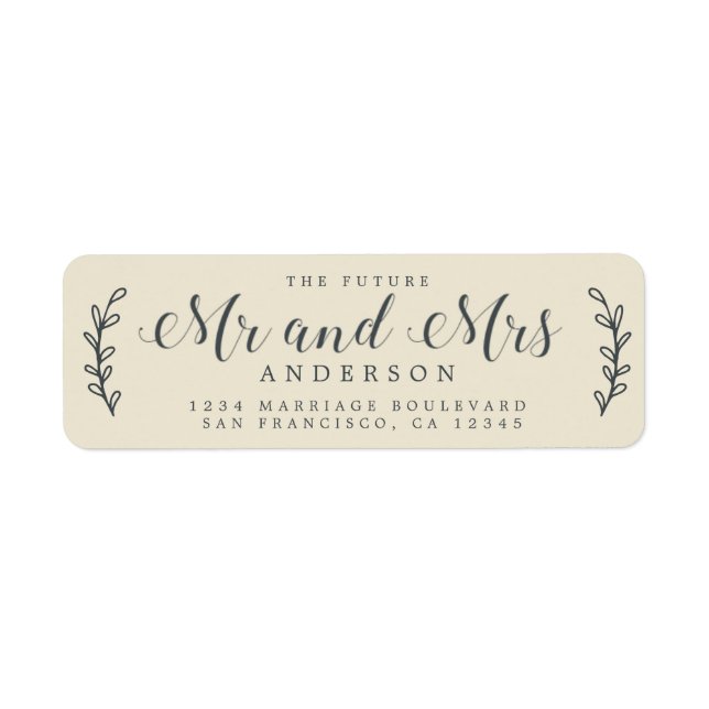 Framtida Mr. Script Antique White Returadress Etikett (Framsidan)