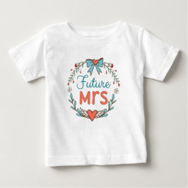 Framtida Mrs Hearts Blommor Löv Röd Blå T Shirt
