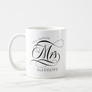 Framtida mrs Namn Modern Bride Black & White Kaffemugg