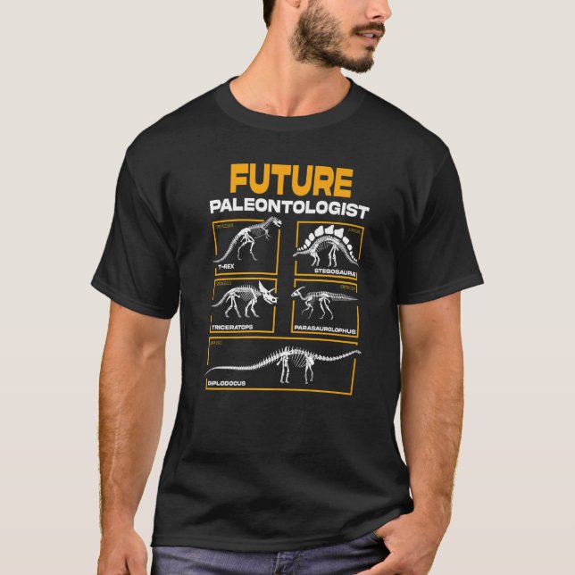 Framtida paleontolog Dinosaur Fossil Paleontology T Shirt (Framsida)