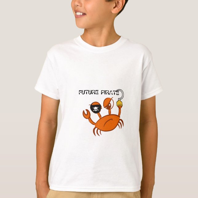 Framtida Personlig av Pirat Cute Crab, födelsedags T Shirt (Framsida)