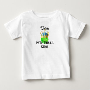 Framtida Pickleball Kung Baby Grönt Boll i Krona i T Shirt