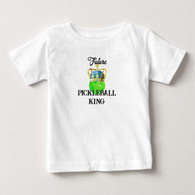 Framtida Pickleball Kung Baby Grönt Boll i Krona i T Shirt (Framsida)