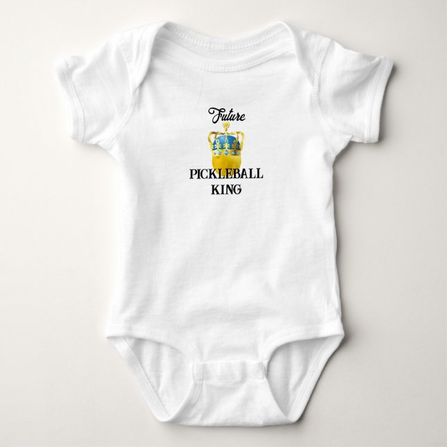 Framtida Pickleball Kung Baby Gult Boll i Krona i T Shirt (Framsida)