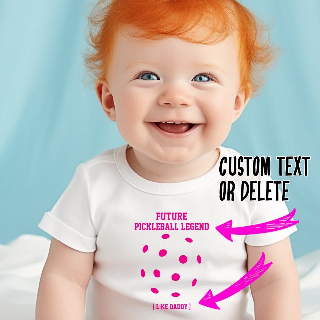 Framtida Pickleball LEGEND, som pappa T Shirt (Super cute (like the baby) Future Pickleball Legend.... like Daddy - customizable text baby bodysuit)