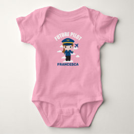 Framtida Pilot Girl Character Baby Bodykostym T Shirt