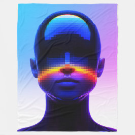 Framtida Pixel Art Porträtt – Digital Abstrakt Fleecefilt