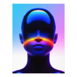 Framtida Pixel Art Porträtt – Digital Abstrakt Fototryck