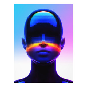 Framtida Pixel Art Porträtt – Digital Abstrakt Fototryck