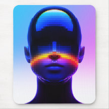 Framtida Pixel Art Porträtt – Digital Abstrakt