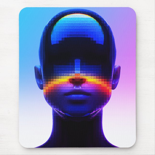 Framtida Pixel Art Porträtt – Digital Abstrakt Musmatta (Framsidan)
