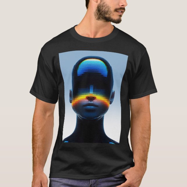 Framtida Pixel Art Porträtt T Shirt (Framsida)