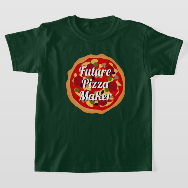 Framtida Pizza Maker, rolig italiensk barn T Shirt (Laydown)