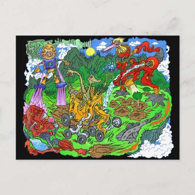 Framtida planterare i träd. vykort (Framsida)