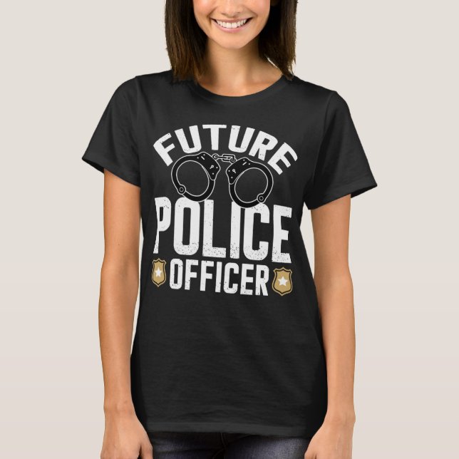 Framtida polisman Funny Costume Policeman Boys T Shirt (Framsida)