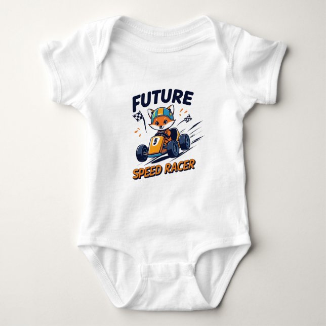 Framtida racer Cute Go Kart & Baby Fox Tävla T Shirt (Framsida)