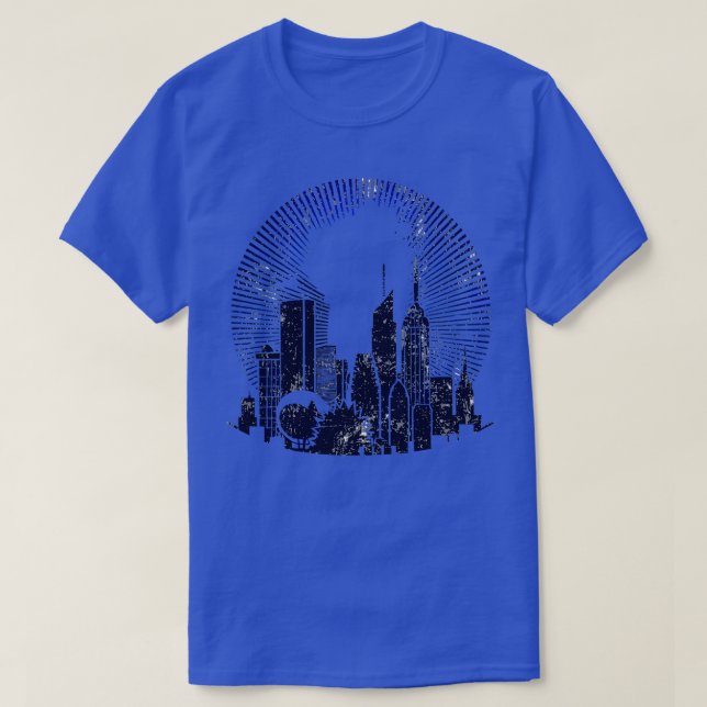 Framtida Retro-Vintagen i staden Distress T Shirt (Design framsida)