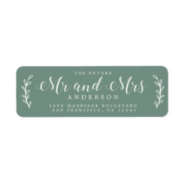 Framtida Returadress, mrs Script Dusty Grönt Returadress Etikett