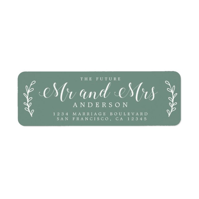 Framtida Returadress, mrs Script Dusty Grönt Returadress Etikett (Framsidan)