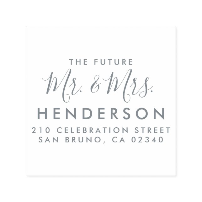Framtida Returadressen Mr. & Mrs. Script Modern Na Självfärgande Stämpel (Design)