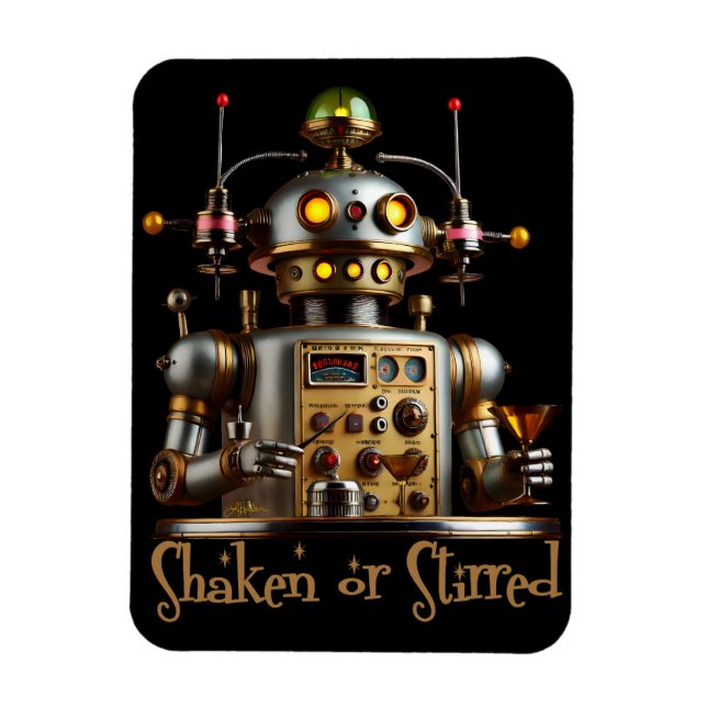 Framtida Robot Bartender "Omrörd eller Stirradrad" Magnet (Vertikal)