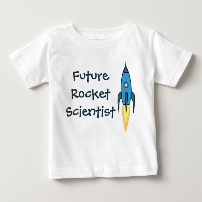 Framtida Rocket Scientist Blue Rymden Boy Funny T-shirt (Framsida)
