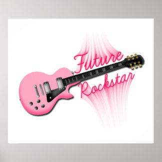 Framtida Rockstar rosa Guitar poster
