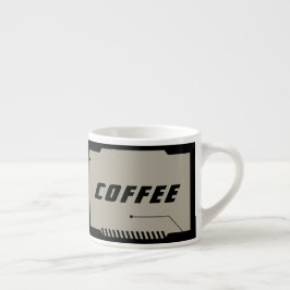 Framtida SciFi Rymden, Svarta ramar på beige Espressomugg