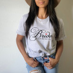 Framtida skript av Bride Black Anpassningsbar Bröl T-shirt<br><div class="desc">Den svarta och vita 3/4-sleevers basebollskjortan kan anpassas med din "blivande fru" namn.</div>