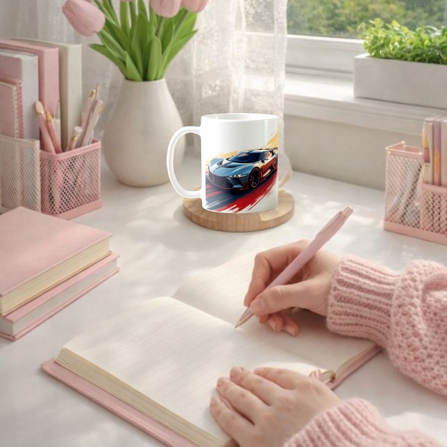 Framtida sportbil – Slank AI-genererad design Kaffemugg (Skapare uppladdad)