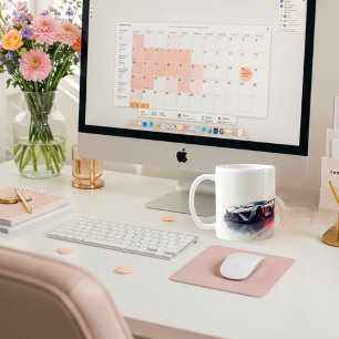 Framtida sportbil – Slank design genererad av AI Kaffemugg