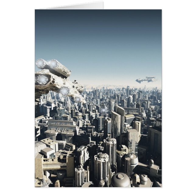 Framtida stad under attack hälsningskort (Framsidan)
