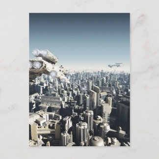 Framtida stad under attack vykort