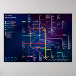 Framtida Stockholms järnvägsnät Karta Poster