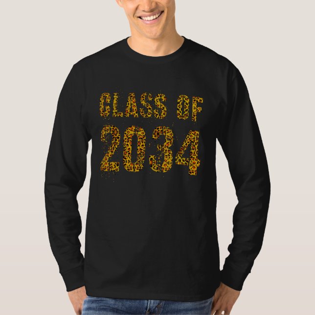 Framtida Studenten-klass av 2034 Leopard Print 1 T Shirt (Framsida)