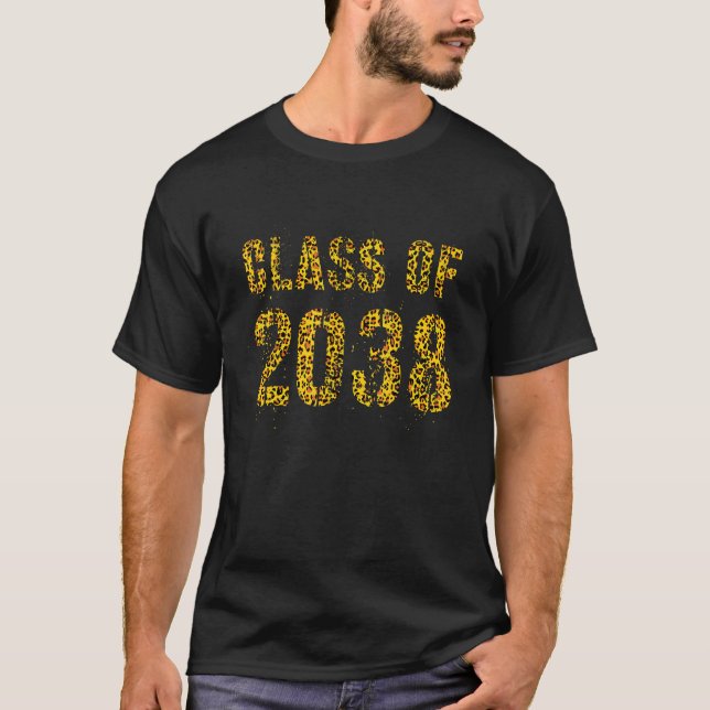 Framtida Studenten-klass av 2038 Leopard Print Day T Shirt (Framsida)