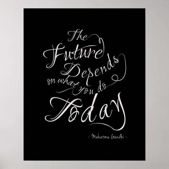 Framtida - svart kalligrafiinspiration Poster (Framsidan)