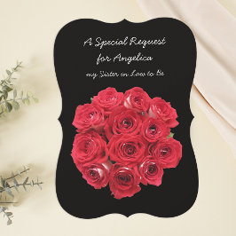Framtida syster i juridik Bridesmaid Röd ros Inbjudningar