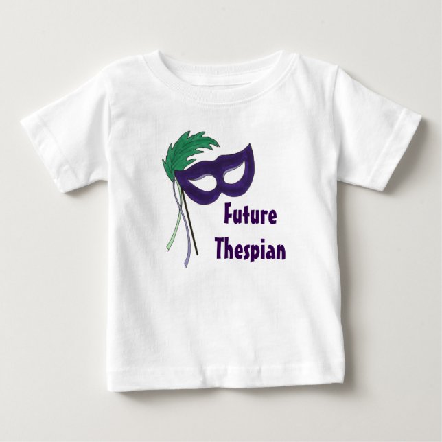 Framtida Thespian Lila Drama Masqueramask T Shirt (Framsida)
