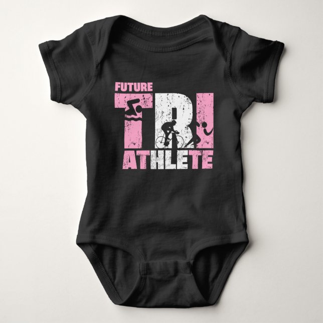 Framtida triatlete Triathlon Flicka Newborn Gift T Shirt (Framsida)